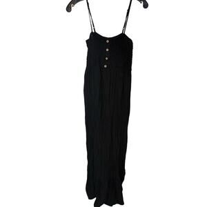 Maeve Anthropologie Black Smocked Milk Maid Spaghetti Strap Maxi Dress Black M